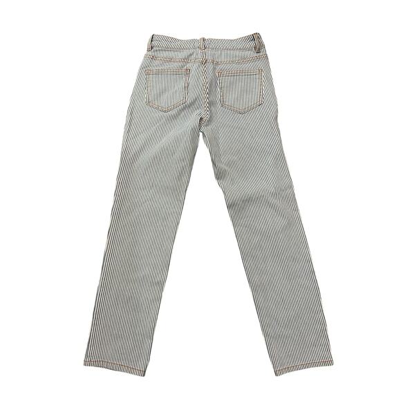 OAT NEW YORK Pinstriped Pants Blue White Spring Jeans size 25 0 Straight Skinny - Picture 7 of 8